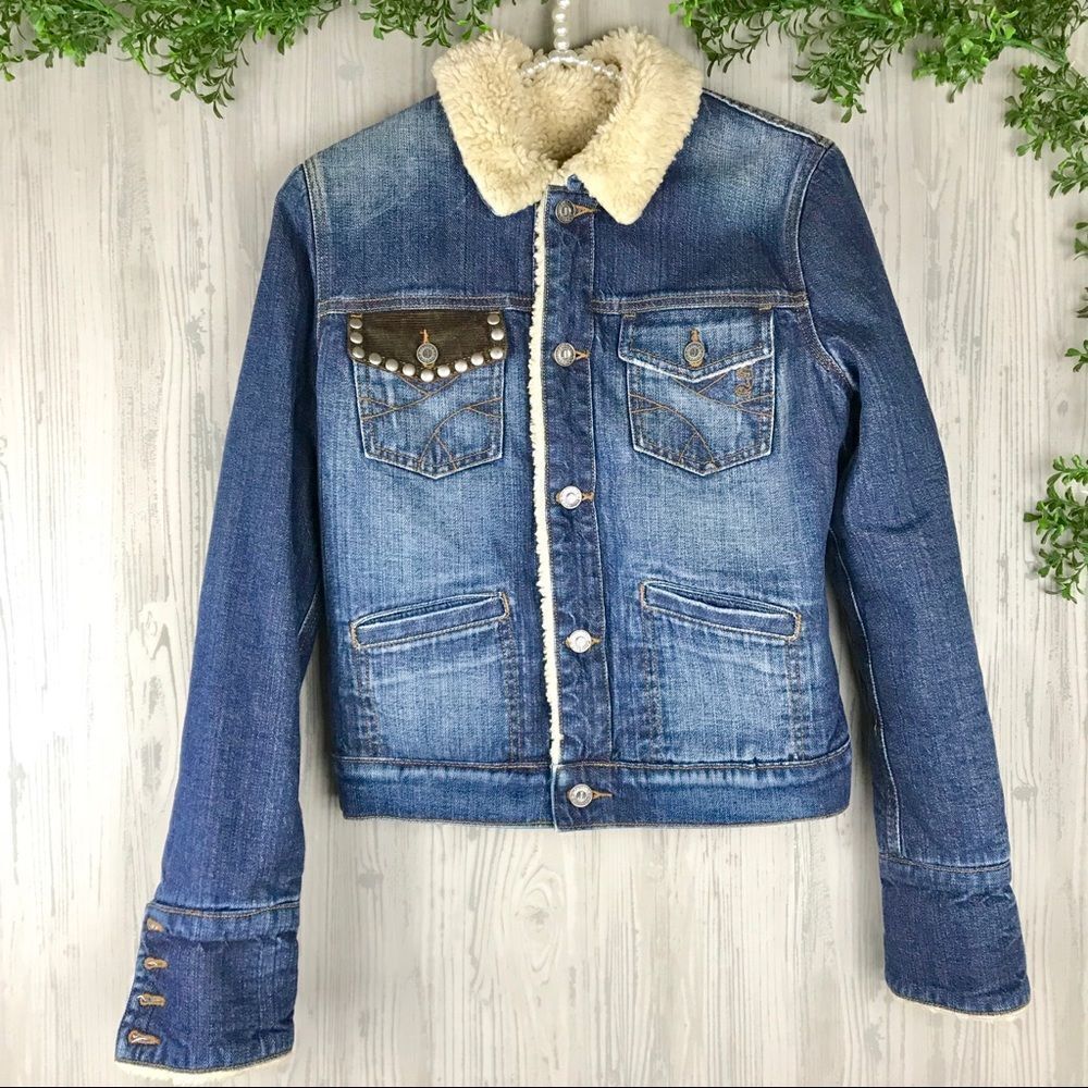 Juicy couture sherpa lined denim jacket